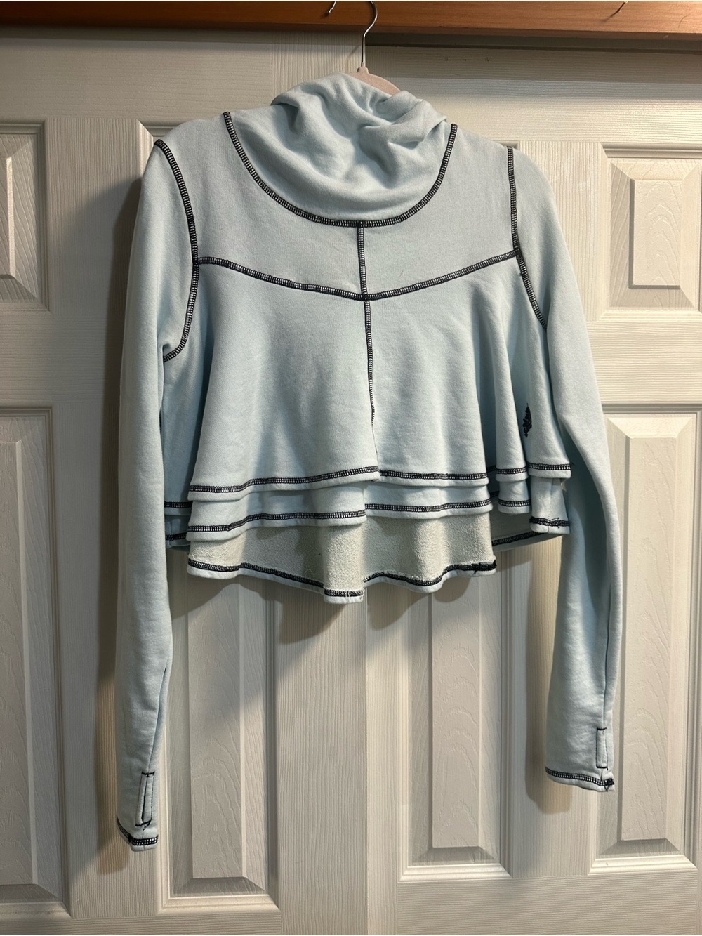 FP Movement by Free People Light Blue Layered Cropped Turtleneck Hoodie